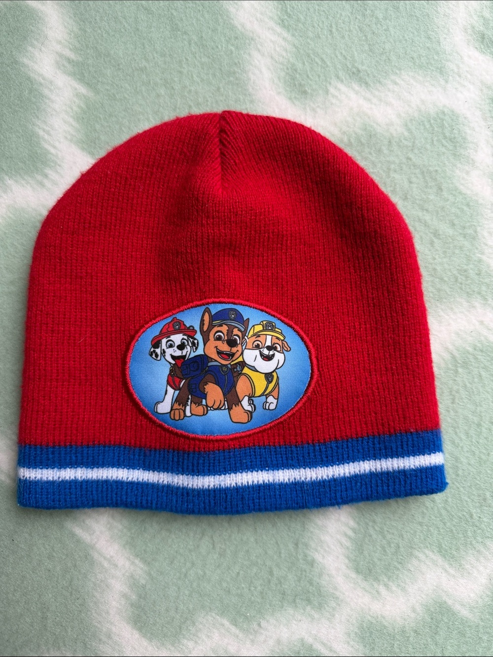 Red Kids Beanie with Paw Patrol Patch